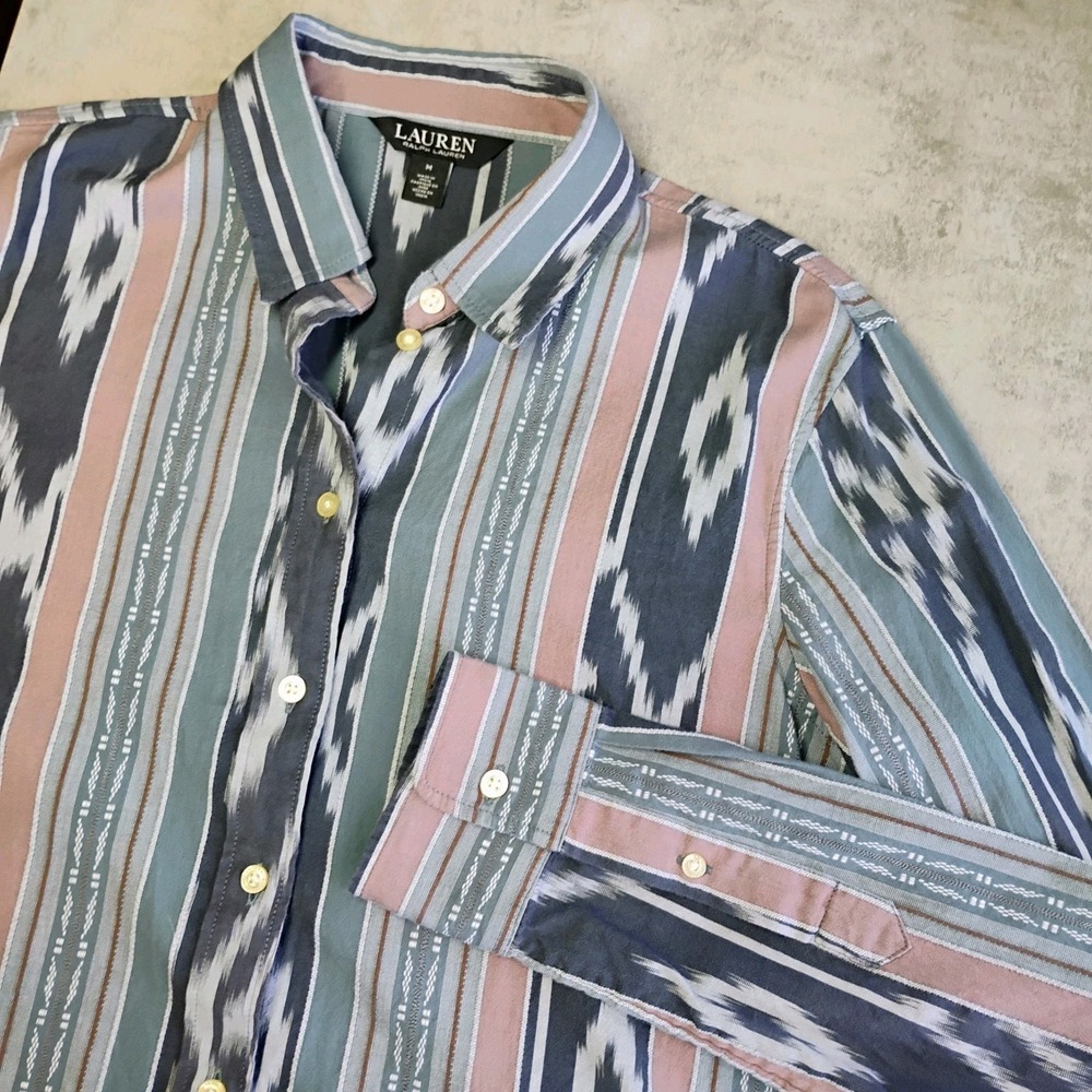 Lauren Ralph Lauren Aztec Print Button Down Shirt Womens Medium Southwestern